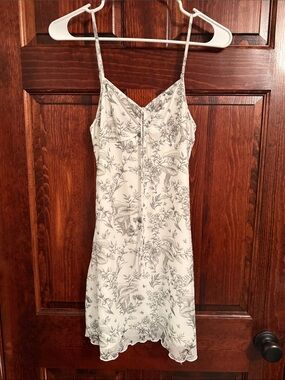 SHEIN White Slip Dress with Gray Floral Print